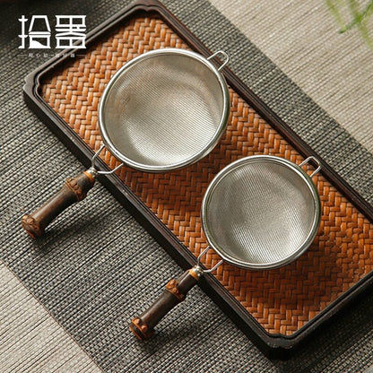 Japanese style bamboo handle tea strainer stainless steel tea strainer creative
