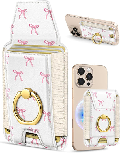 Compatible with Magsafe Wallet with Ring Grip Magnetic Card Holder - Cute Phone