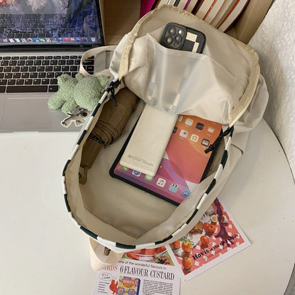 Plaid Backpack Traveling School Bag Laptop College Book Bag 30*14*44CM Green/Red