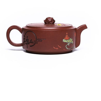 handpainted lotus flower real yixing zisha tea pot with certificate paper China