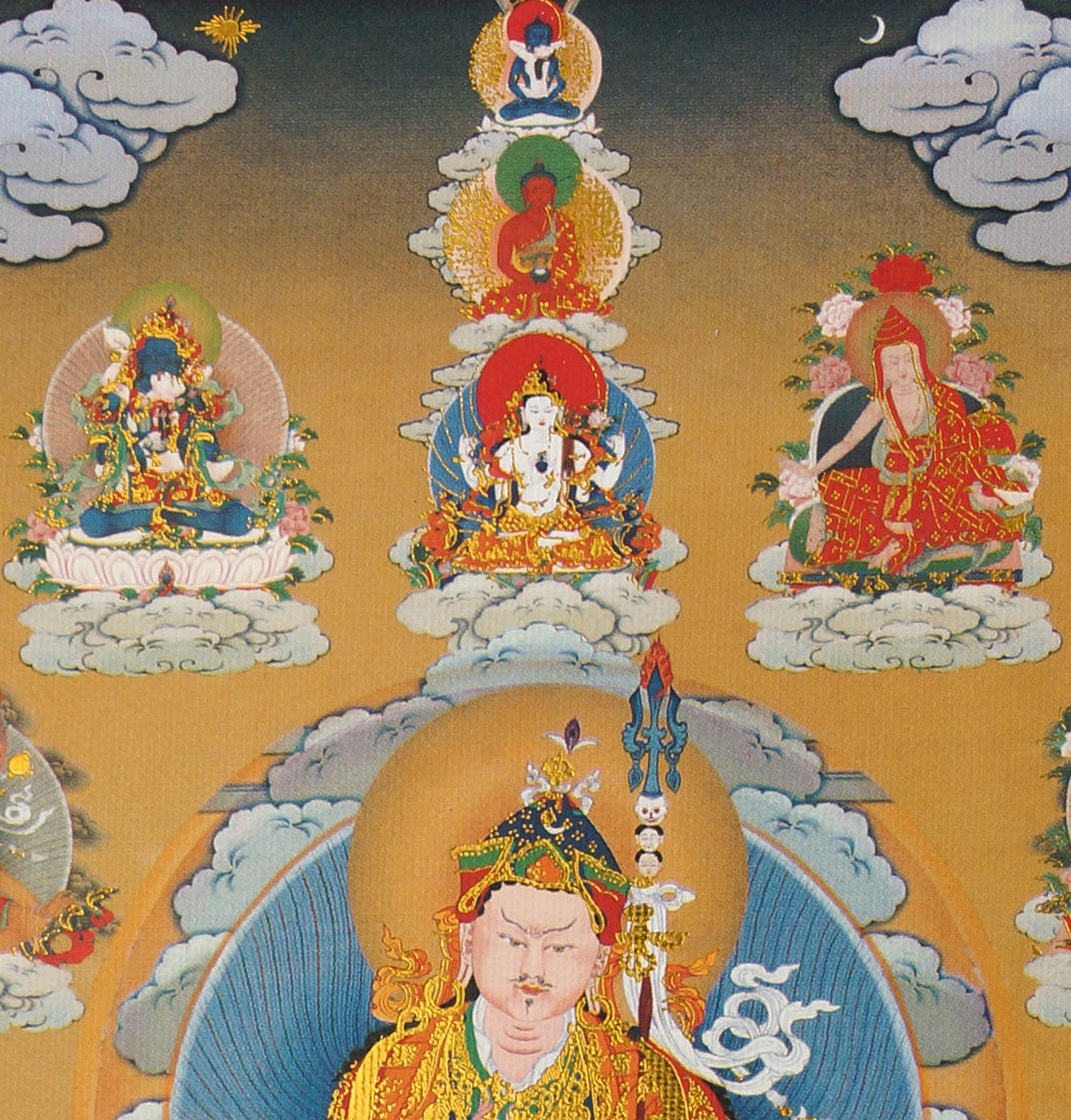 1pc New Buddhism Blessed Golden Scroll Thangka Rinpoche Padmasambhava Guru