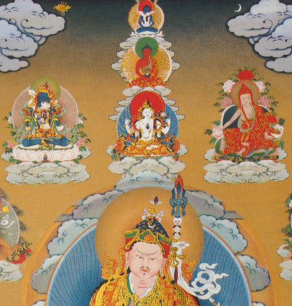 1pc New Buddhism Blessed Golden Scroll Thangka Rinpoche Padmasambhava Guru