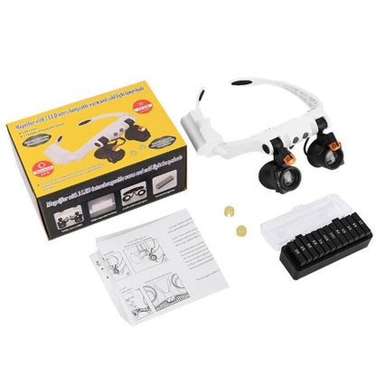 3/4/5/6/7/10X Adjusting LED Light Headband Magnifying Glasses Eye Magnifier Tool