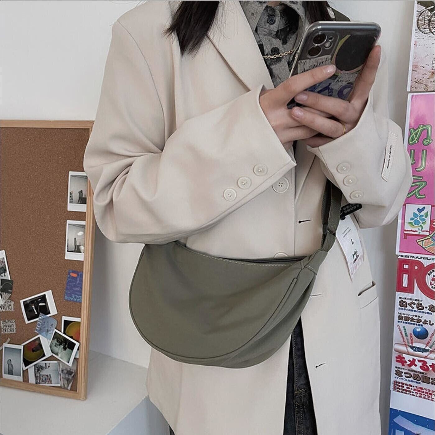Crossbody Canvas Sling Bag For Women Hobos Chest Bag Students Shoulder Bag Strap