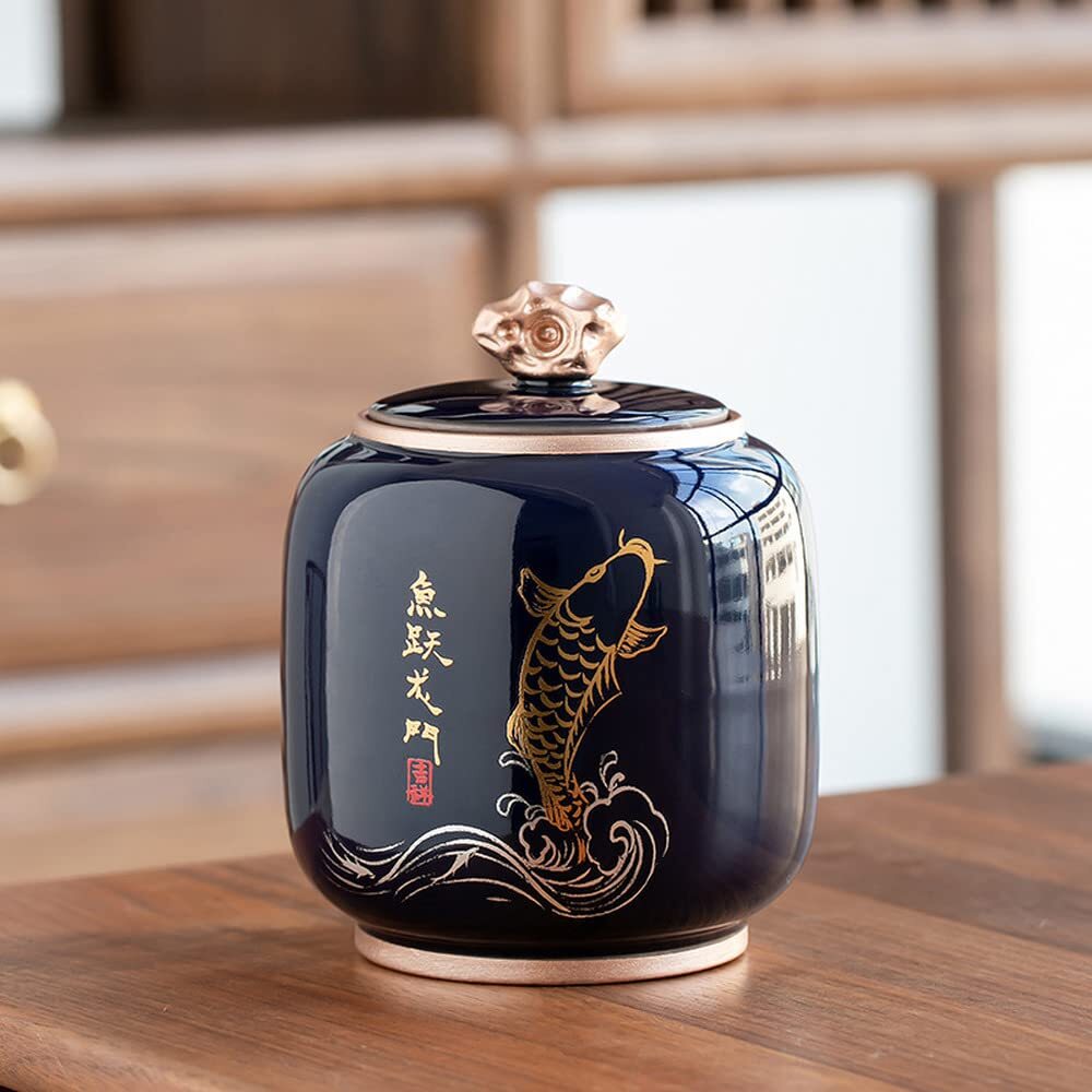 14cm Chinese Creative Tea Caddy Ceramic Storage Jar Sealed Cans Tea Set