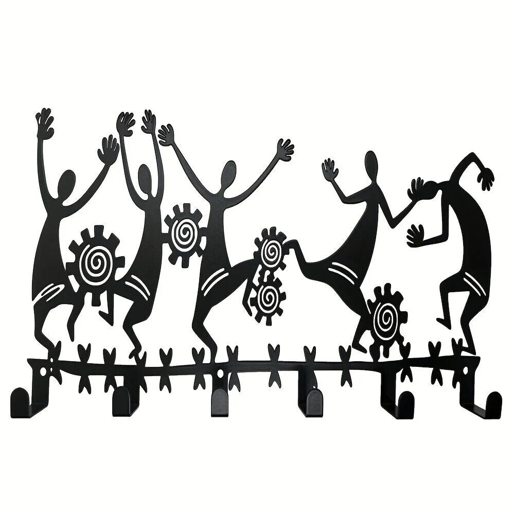 1pc Black Wall Mounted Key Holder - 6 Hooks for Entryway and Living Room Decor