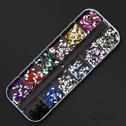 Nail Art Decor 12Design Box 3D Irregular Abalone Seashell Fragment Flakes Charms
