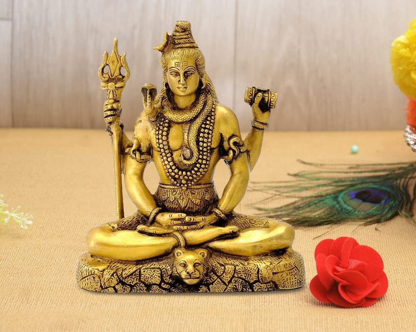 Hindu God Lord Brass Shiva Doing Meditation Idol Statute Figurine