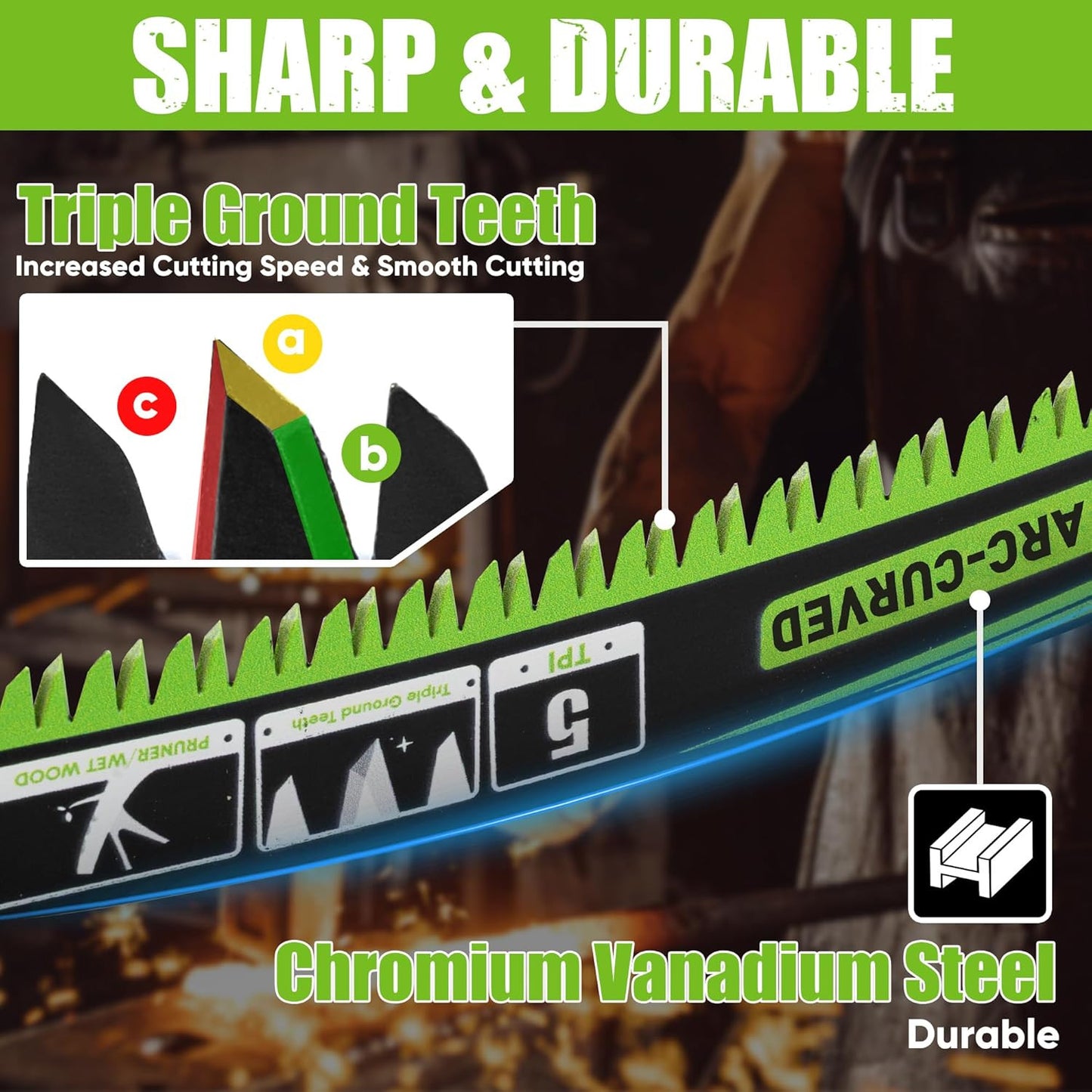 12-Inch Arc Curved Reciprocating Saw Blades Set with Storage Box – 5 Pieces, 5 T