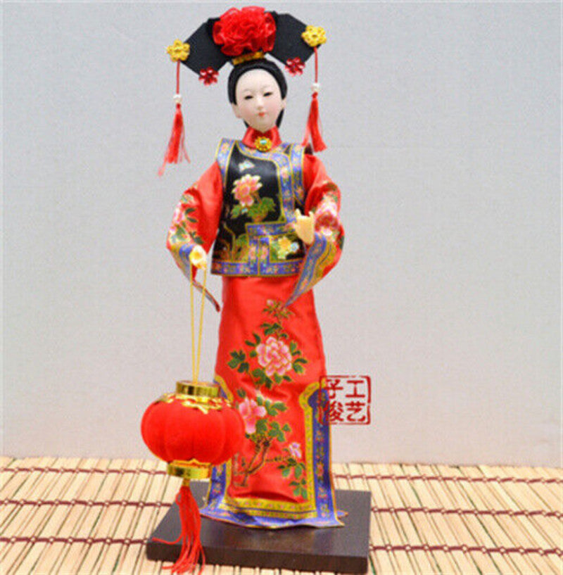 12.5" Chinese Qing Dynasty Princess Doll Handmade Silk Figurine Broider Dolls