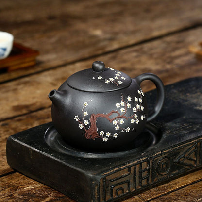 Yixing Purple Clay Raw Ore Black Mud Xishi Tea Pot Zisha Plum Bossom Tea Kettle
