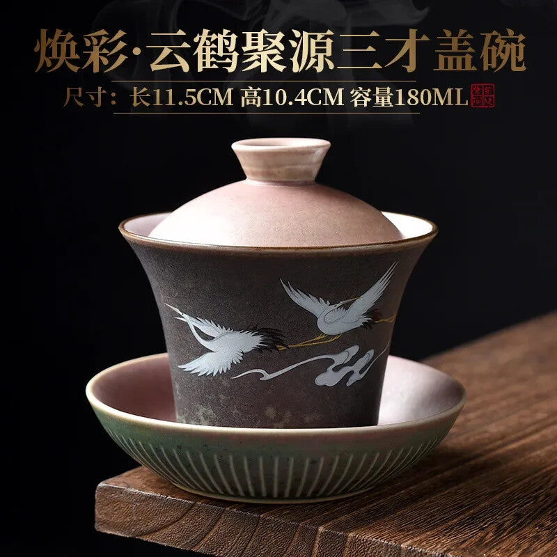 Retro Huancai Creative Ceramic Household Tea Bowl Tea Set Tea Bowl Tea Set