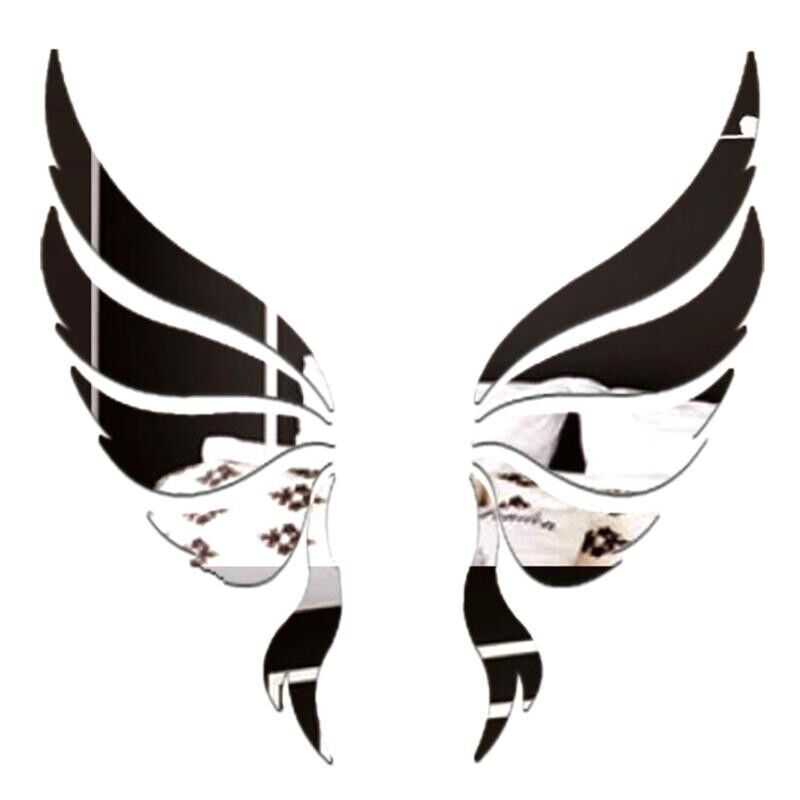 Angel Wings Wall Sticker 3D Acrylic Mirror Decal DIY Art Home Decoration 35x35cm