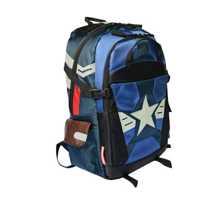 Marvel Comic Captain America The Avengers Backpack Blue Schoolbag Cosplay