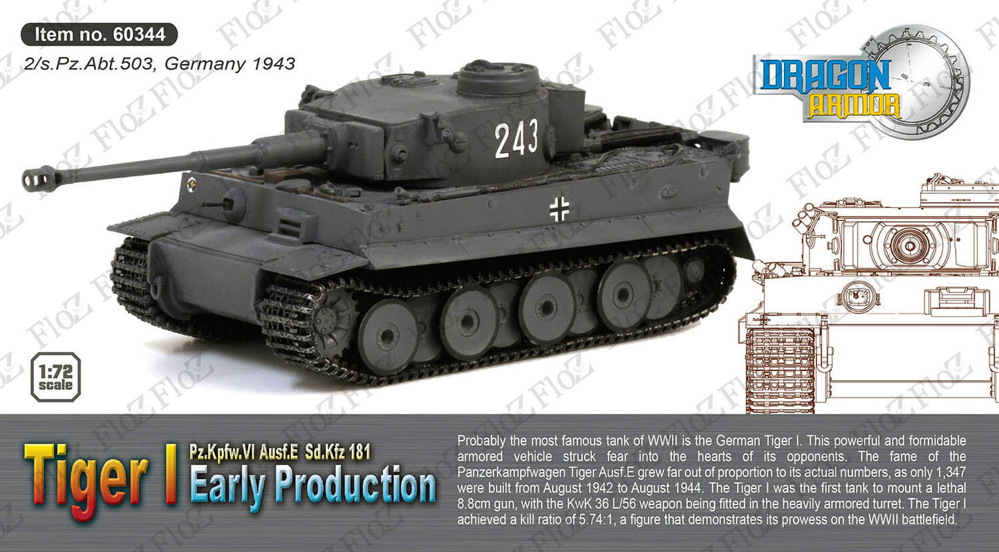 WWII Tiger I 2/s Pz.Abt. 503 Germany 1943 1/72 finished tank model Dragon