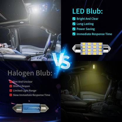 42PCS Car Interior Combo LED Map Dome Door Trunk License Plate Light Bulbs White