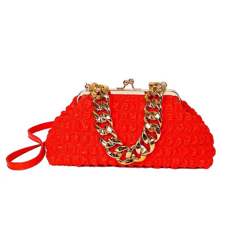 Clip Crossbody Bags Handbag Clutches Thick Chain Messenger Bag Purse 32*16*10 CM
