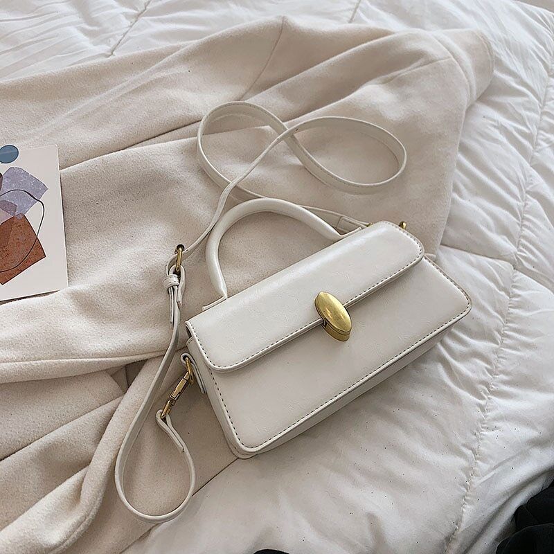 Small Top Handle Crossbody Bags Women Winter PU Leather Handbag Bag