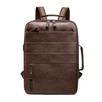 Backpacks Men PU Laptop Bag USB Charging Rucksack Male Bagpack