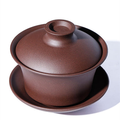 True Yixing Zisha Gaiwan Tea Brewer Tureen With Saucer Cup Bowl With Cover China