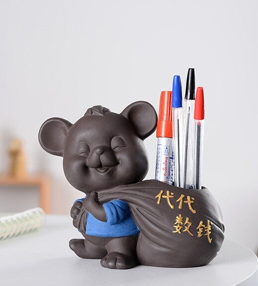 Table Decoration Creative Tea Pet Yixing Zisha Purple Clay Pen Holder Small Vase