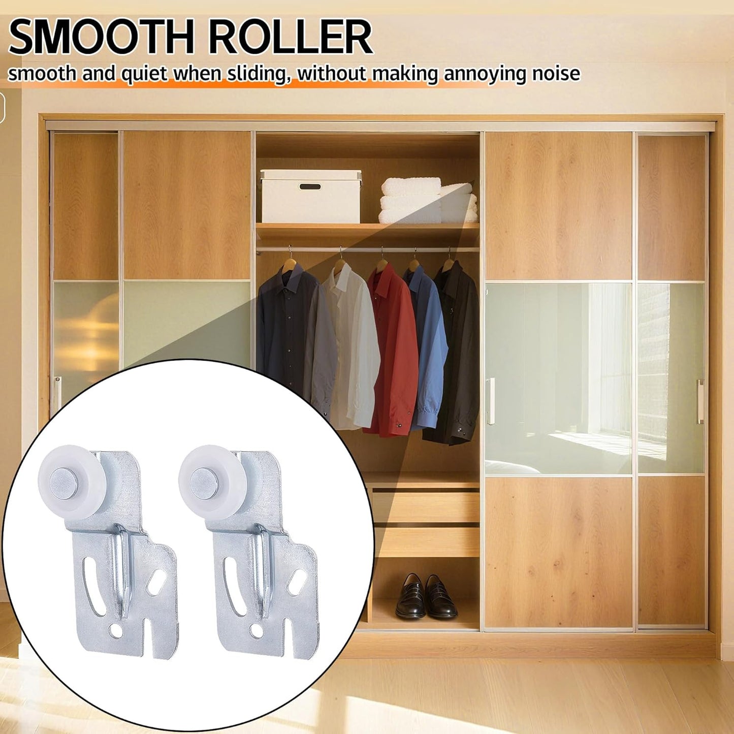 10 Pcs Sliding Closet Door Roller Kit,Wardrobe Door Roller with Slide Track,Clos