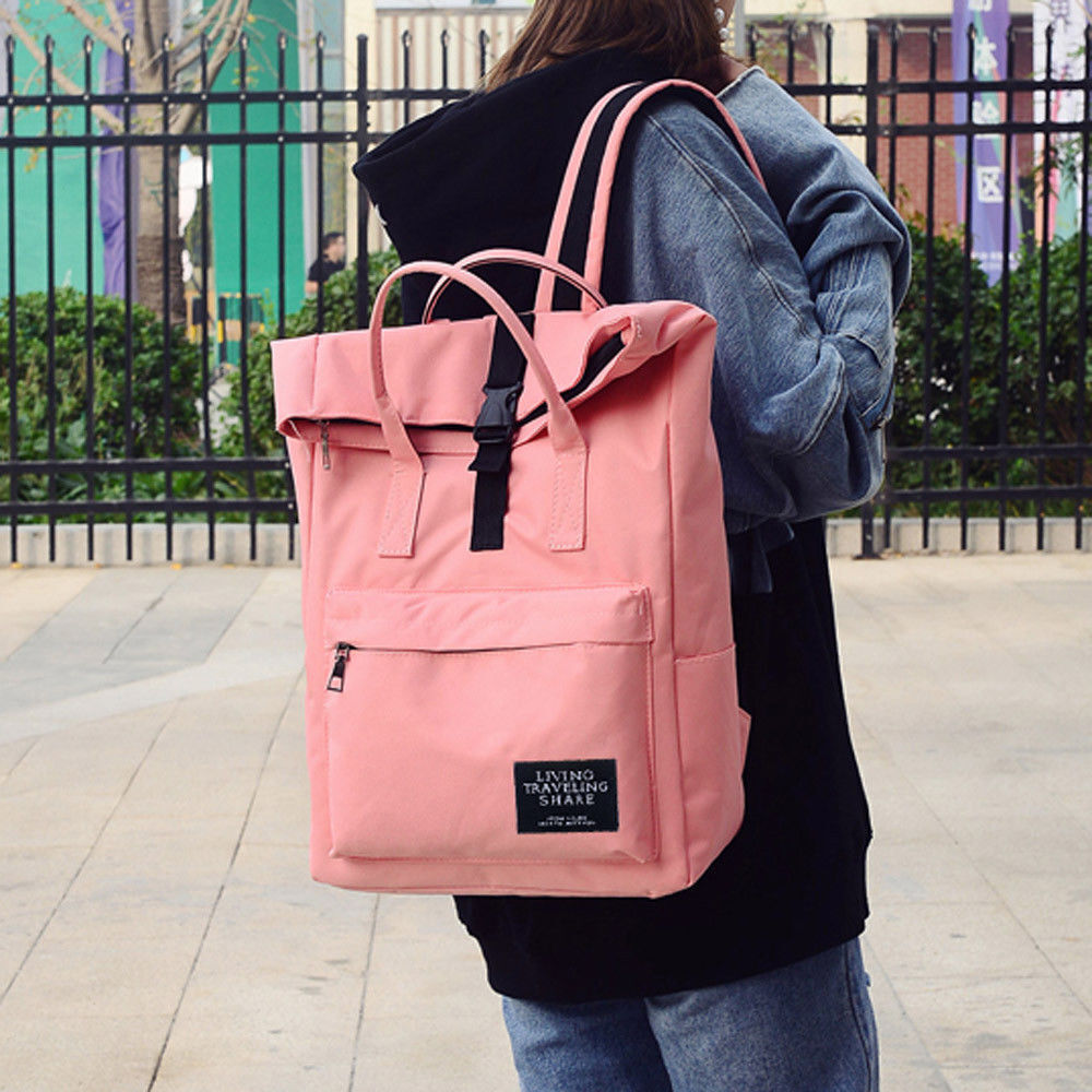 Women's Ladies Casual Nylon Zipper Hasp Handbag School Bag Travel Backpack Bag