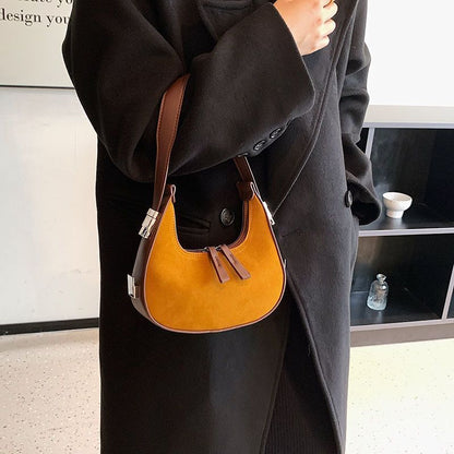 Frosted Fabric Shoulder Handbag Underarm Bag Synthetic Leather Bag Traveling 1pc