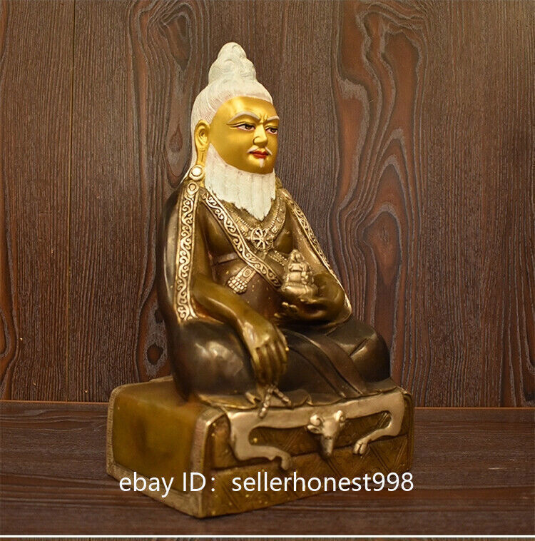 Tibet Buddhism Guru Master Thangtong Gyalpo Buddha Bronze Statue 30cm