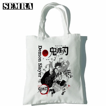 Canvas Tote Shoulder Bag Student Teacher Large Square Purse White / Black Pouch