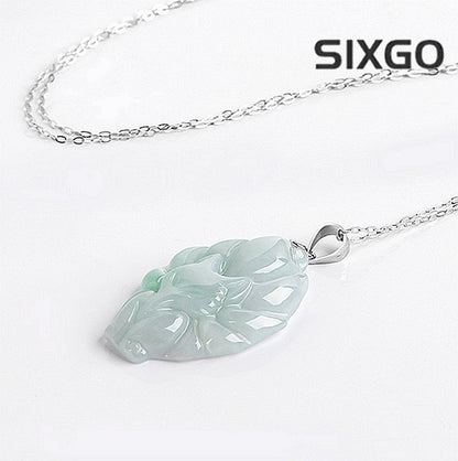 Natural Grade A Jade Jadeite Nine-Tailed Fox S925 Silver Jade Pendant