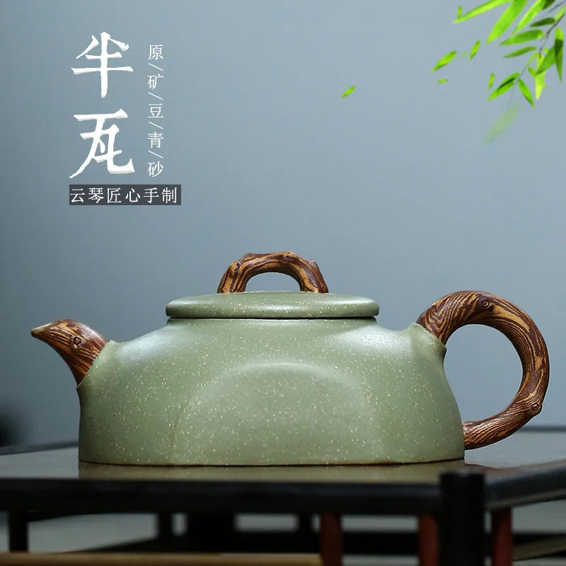 200cc Yixing Green Sand Purple Clay Sand Teapot Handmade Teapot