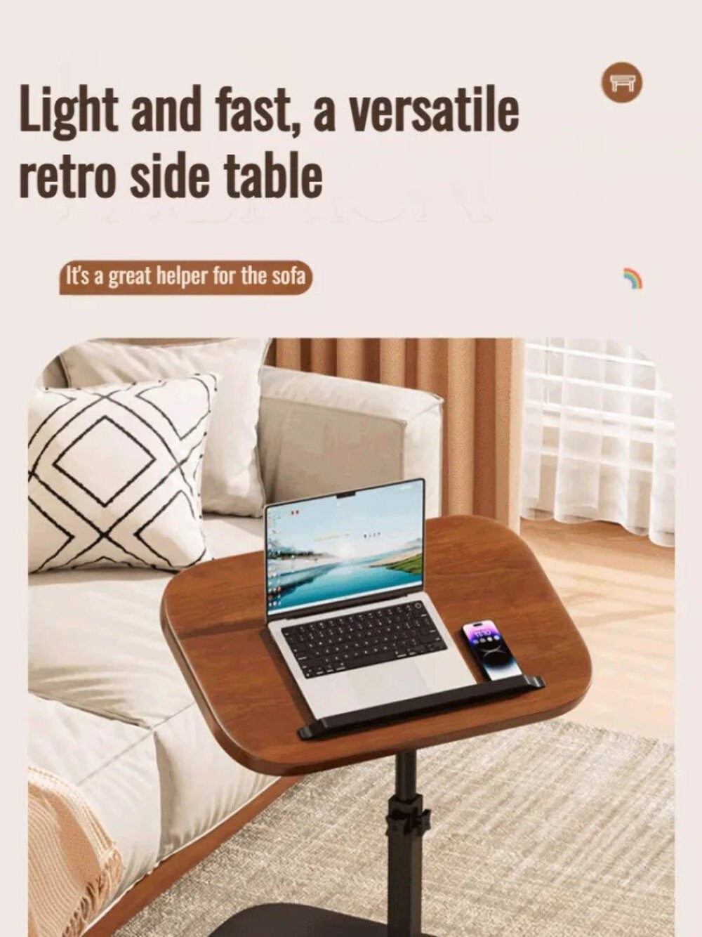 Portable Laptop Desk Side Table for Bedroom & Living Room