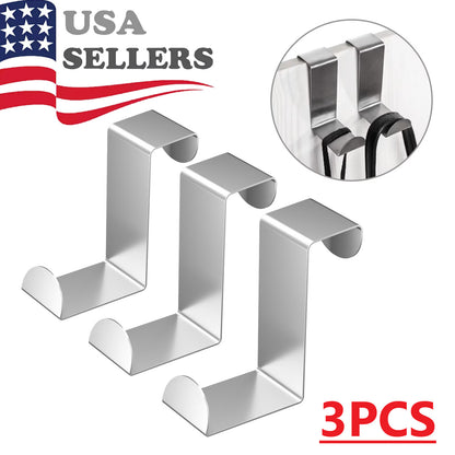 3x Door Hook Hanger Kitchen Coat Wall Storage Over Hanging Towel Hooks Bathroom