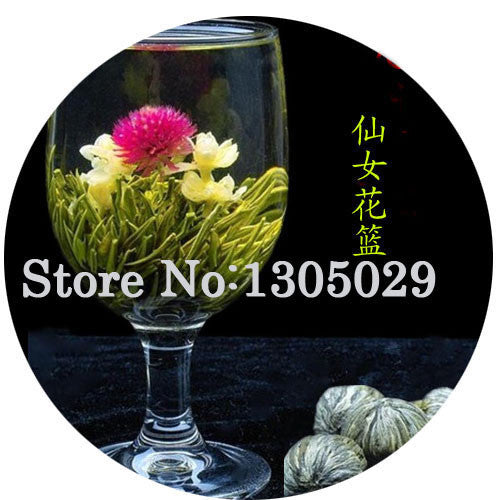 Handmade Chinese Chinese Green Artistic Blooming Flowering Flower Tea Ball Gift