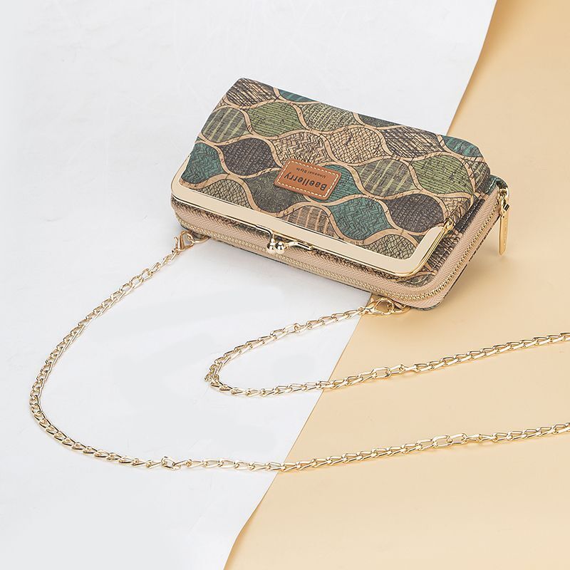 Wallets Wood Grain Chain Long Phone Holder Classic Purse Zipper Wallet 11*5*20CM