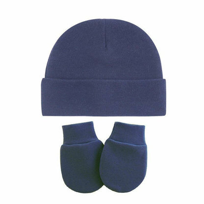 Hats Gloves 3pcs/Lot Solid Childrens Cotton Baby Winter Warm Cap Toddler Beanie