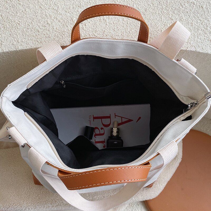 Canvas Handbag Shoulder Crossbody Bag Large Leather Shopper Bag 41*35*17CM Pouch