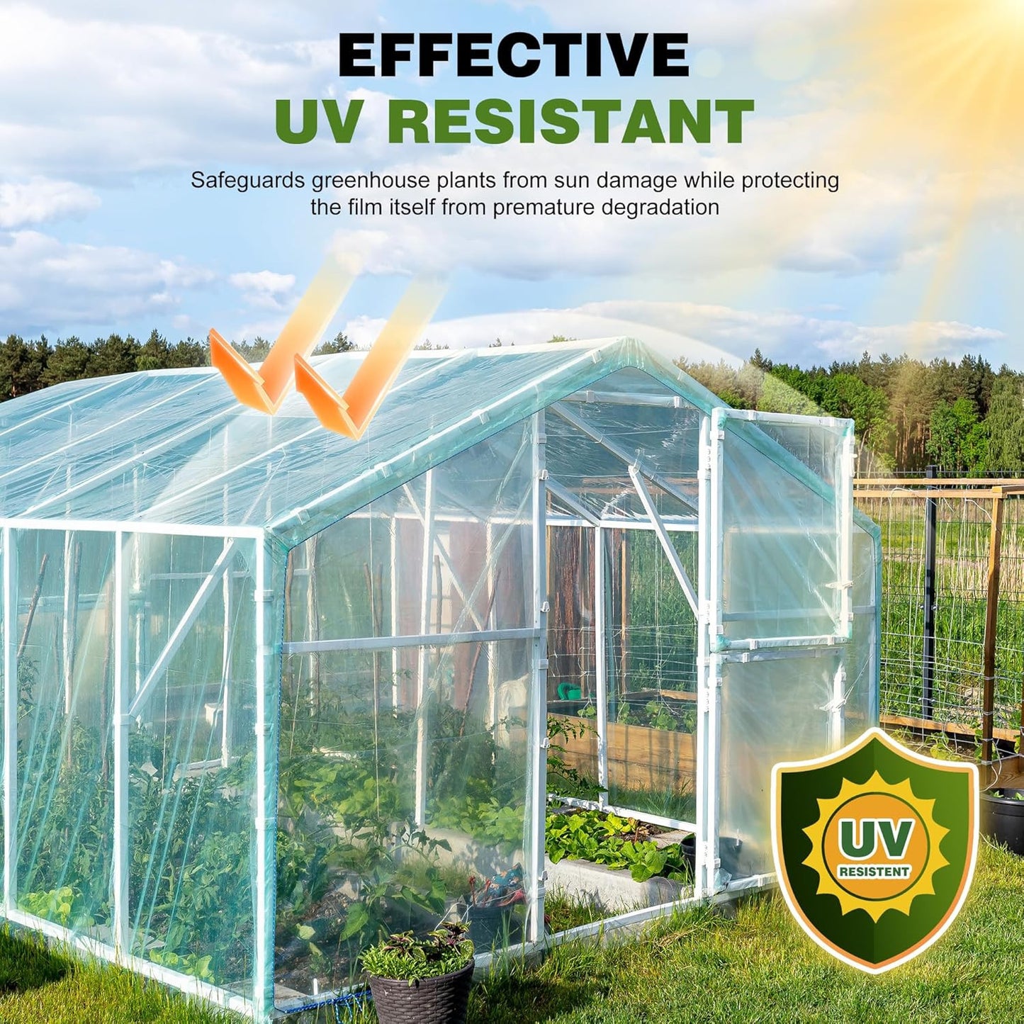 6 Mil 10X25 FT Clear Greenhouse Plastic Sheeting, Heavy Duty UV Resistant Tear-P