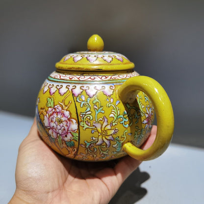 vintage chinese yixing purple clay teapot zisha painted flower bird teaware art