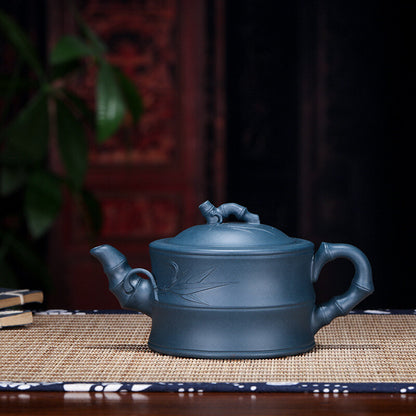 Tea Pot 300cc Real Yixing Zisha Azure Clay Tea Pot Yixing Bamboo Black Tea Pots