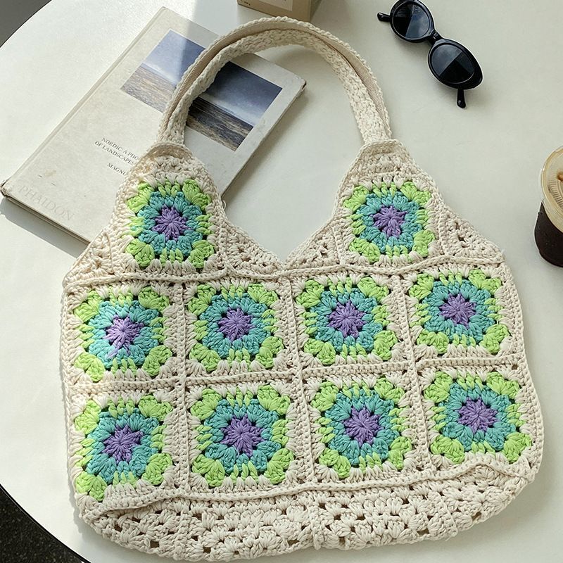 Knitted Bag Bohemian Shoulder Crossbody Totes Handmade Hollow Out Crochet Purse