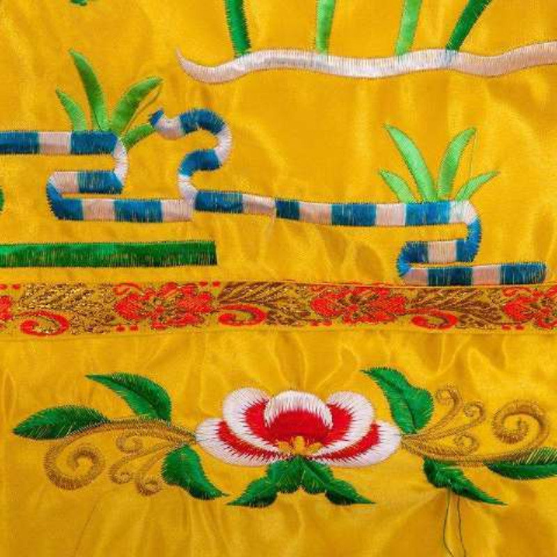 Premium Buddha Lotus Table Apron Curtain Home Table Cloth Yellow Red Supplies