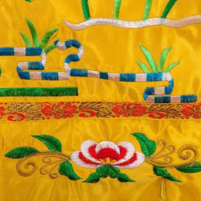 Premium Buddha Lotus Table Apron Curtain Home Table Cloth Yellow Red Supplies