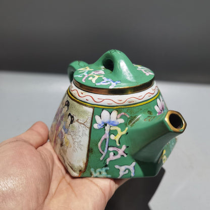 China Yixing Zisha Clay Handmade Exquisite Kung Fu Tea Set Teapot 描金彩绘壶 底款：金鼎商标