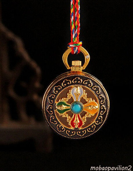 3.5cm New Buddhism Holy Blessed Gilt Copper Dorje Locket Prayer Box Pendant