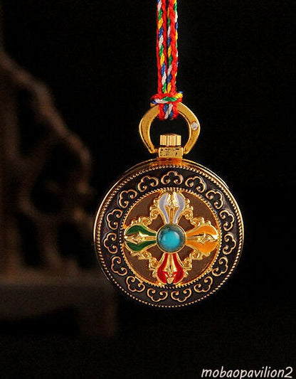 3.5cm New Buddhism Holy Blessed Gilt Copper Dorje Locket Prayer Box Pendant