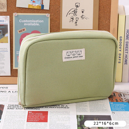 Student Supplies High Capacity Pencil Bag Stationery Organizer Cute Bear Classic