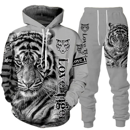 Printed Hoodie + Pants Suit Men/Women 2 Pcs Sportwear Tracksuit Set Winter Men's