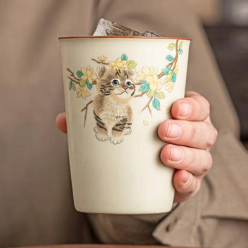 Cute Retro Cute Cat Ceramic Cup Household Large Tea Cup Office Single Cup